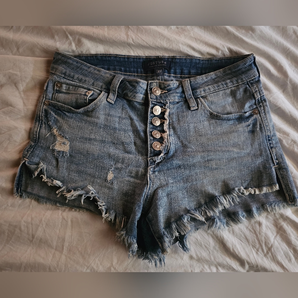 Distressed Light Wash Jean Shorts